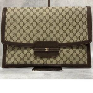 Authentic GUCCI GG Supreme vintage clutch document case hand bag interlo…